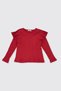Girl's Red T-Shirt with Ruffle Sleeves - 2