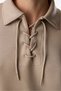 Beige Silky Touch Lace-Up Long Sleeve Sweatshirt - 3
