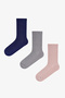 3 Pairs of Seamless Toe Socks with Glitter Detail