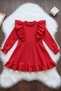 Girls' Catherine Red Bow Detail with Ruffles Long-Sleeve Linen 23 April–29 October Performance Dress - 7