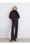 LCW Vision Brown Knit Straight-Leg & Slim-Fit Narrow-Legged Wide-Leg Women's Pants, Featuring the ALITA CITY Touch