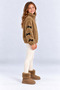 Girls' Plush, Heat-Retaining, With Bow Detail, Transitional Winter Cardigan Ak4180 - 3