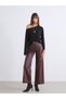 Soulife Burgundy Faux Leather Straight-Leg, Loose-Fit, Wide-Leg Women's Pants—The ALITA CITY Difference