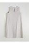 TWO MT SHOP QUALITY LCWAIKIKI Classic Gray Armure Fabric Solid Standard & Regular Oval-Neck Midi Dress - 5