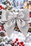 New Year's Decoration: Eva Silver Bow with Bow Detail—Small New Year's Decoration, 20 cm—For Christmas Trees, Doors, and Walls - 5