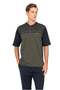 6133 Men's Khaki Short Sleeve Half Placket Jacquard 3-Piece Pajama Set