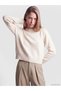 TWO MT SHOP QUALITY LCW Vision Ecru Oval-Neck Women's Knit Sweater