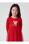 Trendy Picks from Kübra Butik: Girls' Dress with a Round Neckline, Print, and Tulle Detail - 3