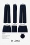 Women's High-Waist, Wide-Leg Palazzo Pants with Ribbed Stitching, 2-Piece Set (Black, Beige) - 2