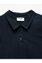 Pleated Polo Collar Navy Blue Girls' Dress 7WKG80006AK - 5