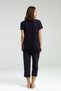 3225 Women's V-Neck Short Sleeve Navy Blue Polka Dot Capri Pajama Set - 5