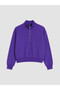 Alita City Farkıyla Xside Purple High Neck Women's Thick Sweatshirt - 6