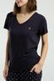 3225 Women's V-Neck Short Sleeve Navy Blue Polka Dot Capri Pajama Set - 4