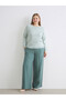 LCW Vision Green-Striped Straight, Loose, and Wide-Leg Women's Pants—The ALITA CITY Armure Fabric Difference - 2