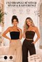 Women's 2-Piece Strapless Black & Brown Cropped Top Bustier – Stretchy Bandeau Blouse – Basic, Chic Everyday Top - 5
