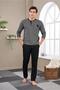 23709 Men's Long-Sleeved Winter Pajama Set with Puffed Buttons and Jacquard Pattern - 3