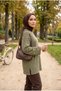 Women's Khaki Crew Neck Striped Oversized Modest Sweatshirt Tunic, 75 cm - 2