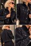 Shine Collection Black Denim Cropped Jacket with Crystal Batwing Sleeves - 5