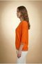 Women's Orange Glittered Fakir Sleeve Thin Sweater - 3