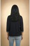 Women's Black Sleeve-hem Silvery Poor Sleeve Thin Sweater - 4