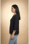 Women's Black Sleeve-hem Silvery Poor Sleeve Thin Sweater - 3