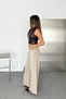 Beige Women's Extra Wide Leg Jeans 100% Cotton High Waist Denim Pants Angel-2060 - 6
