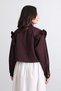 Cross Cut Ruffled Blouse Y0070 - Mürdüm - 6