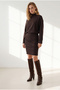 Women's Brown Mock Neck Drapey Dress with Collar Detail ELB-19002695 - 3