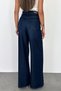 Women's Dark Blue Extra Wide Leg High Waist 100% Tencel Jean Denim Pants Angel-2054 - 7