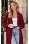 Women's Burgundy Long Knitwear Cardigan