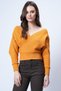 Women's Mustard-Colored Front-and-Back V-Neck Double-Breasted Wrap Blouse Alc-019-053-Blz - 2