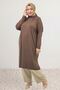 28092 Plus-Size Drop-Sleeve Jersey Tunic - Brown - 2