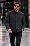 Men’s Casual Black Coat with a Mock Neck and Buttons - 5