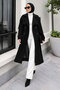 Double-Breasted Lapel Detail Cashmere Coat Tsd260378 Black - 5