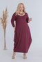 Women's Burgundy Boat Neck Hip-Covering Plus-Size Maxi Dress - 2