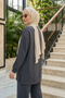 Basic Cotton Blend Tunic and Pants Set 002 Grey - 3