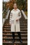 Fashionable Long Tunic, Striped, Zippered, Hooded Cardigan