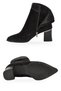 Black Suede Women's Heeled Boots with Stone Embellishments, Ankle Details, and Fur-Lined Construction—Casual Boots 248282 - 5