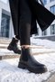 Black Women's Chelsea Boots with Thick Soles and Side Elastic, Style 418111 - 2