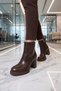 Coffee-Colored Women's Zip-Up Heeled Boots with Fur-Lined Insulation to Keep Your Feet Warm 459205 - 2