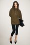 Souci hooded half-zip sweatshirt with a short front and long back, comfortable khaki color.