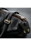 Black Soft Leather Shoulder Bag, Lined, with Gold Accents—Women's Everyday Clutch Bag GEN01 - 2