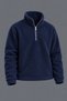 Men’s Mock Neck Half-Zip Winter Navy Blue Fleece Sweatshirt