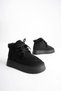 Women's Black Suede Winter Lace-Up Boot with Fur-Trimmed Lining, 5 cm Thick Sole TR04MK08A - 6