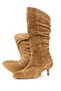 Genuine Suede Leather Women's Short-Heeled Tobacco-Colored Boots - ZB103 - 5