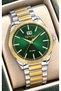 -STEEL-Date Display-Silver Steel Strap-Steel Case, Green Dial-Men's Wristwatch + Bracelet - 2