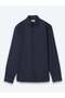 Navy Solid Regular Fit Long-Sleeve Plain Weave Casual Cotton Blend Shirt 10161121-200 - 6