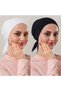 2 Pcs Hijab Stitched Combed Cotton Bonnet Non-Slip Cotton Bonnet Black - White