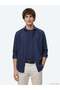 Navy Solid Regular Fit Long-Sleeve Plain Weave Casual Cotton Blend Shirt 10161121-200 - 4