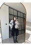 SHawl Collar, SNAP-FASTENED, PATTERNED FAKE FUR JACKET, ECRU-BLACK - 4